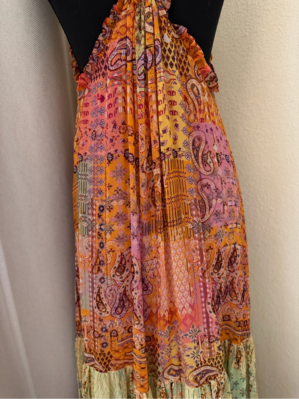 Alexis Rosaline Sunset Paisley Halter Tiered Boho Maxi Dress Medium - Picture 8 of 9